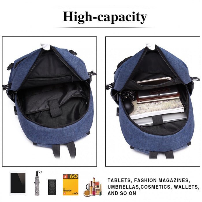 E6715 - Kono Business Laptop Backpack With Usb Charging Port - Navy Blue - Image 6