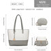 Lg2023 - Miss Lulu 3 Piece Leather Look Tote Bag Set - Grey And White - Image 4