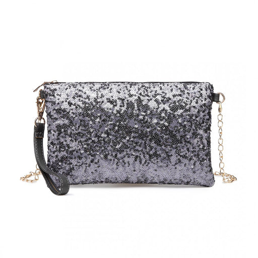 Lh1765 Gy- Miss Lulu Sequins Clutch Evening Bag Grey - Image 1