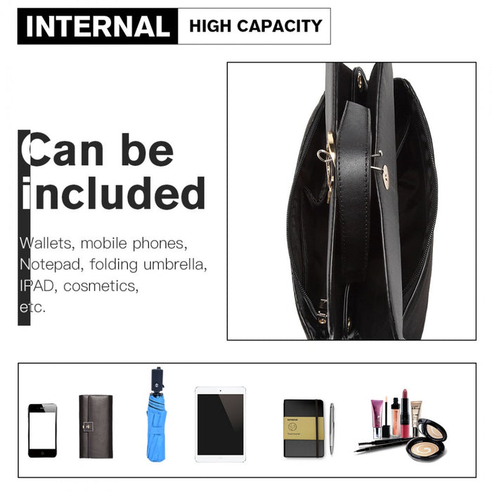 Lb6871-miss Lulu Stylish Ladies Leather Handbag Shoulder Bag Black - Image 6