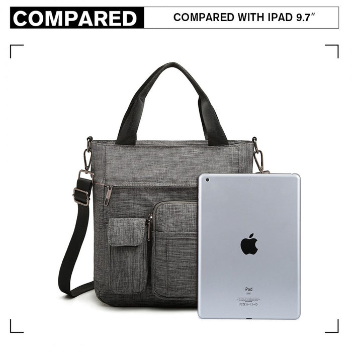 Lb6923 - Kono Multi-compartment Tote Shoulder Bag - Grey - Image 5