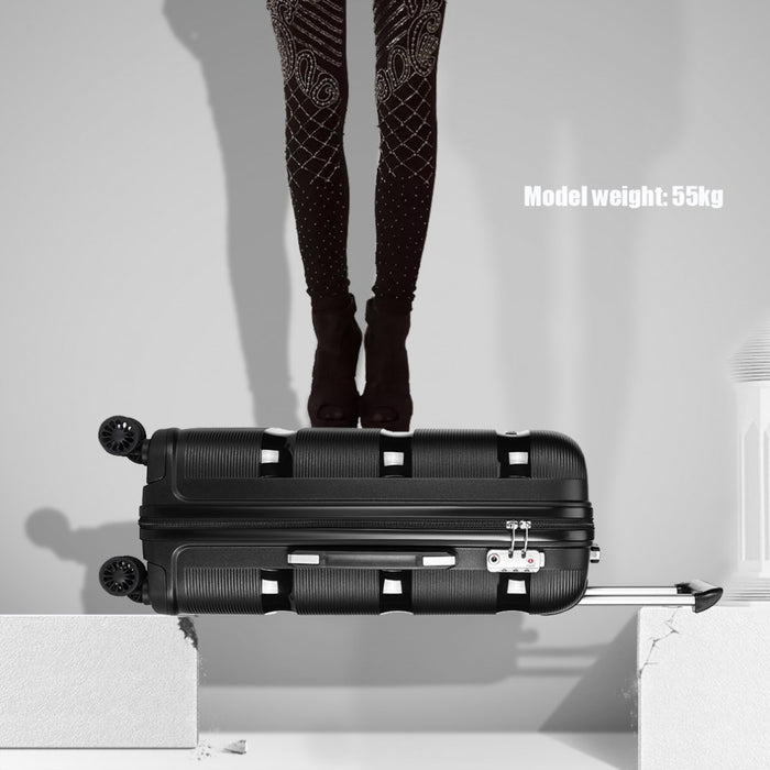 K2092 - Kono Bright Hard Shell Pp Suitcase 3 Pieces Set - Classic Collection - Black - Image 10