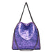 S1760 - Miss Lulu Metallic Effect Chain Tote Bag - Purple - Image 1