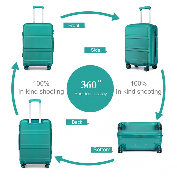 Abs 24 Inch Sculpted Horizontal Design Suitcase  Teal