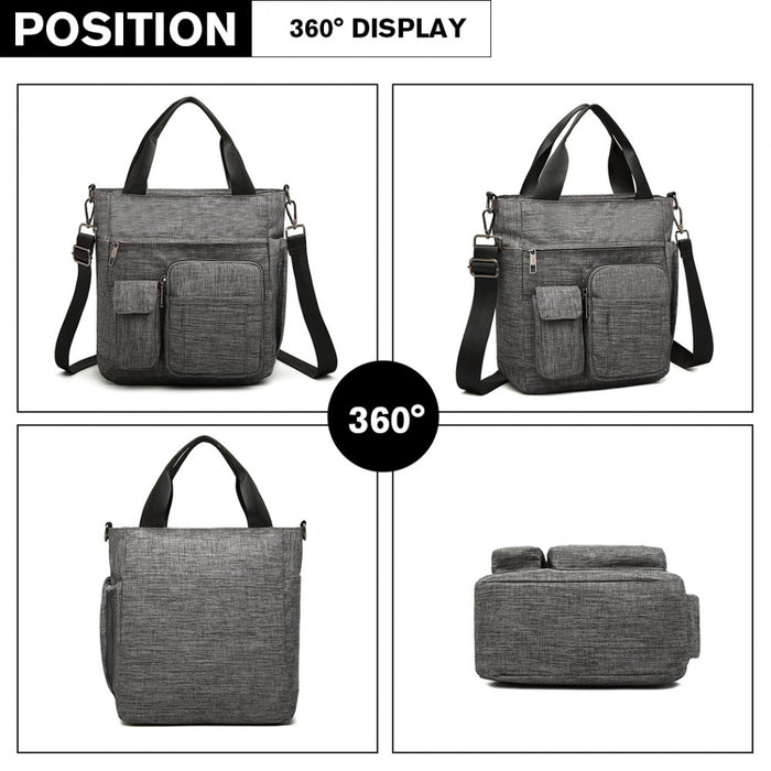 Lb6923 - Kono Multi-compartment Tote Shoulder Bag - Grey - Image 3