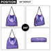 S1760 - Miss Lulu Metallic Effect Chain Tote Bag - Purple - Image 3
