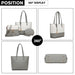 Lg2023 - Miss Lulu 3 Piece Leather Look Tote Bag Set - Grey And White - Image 3