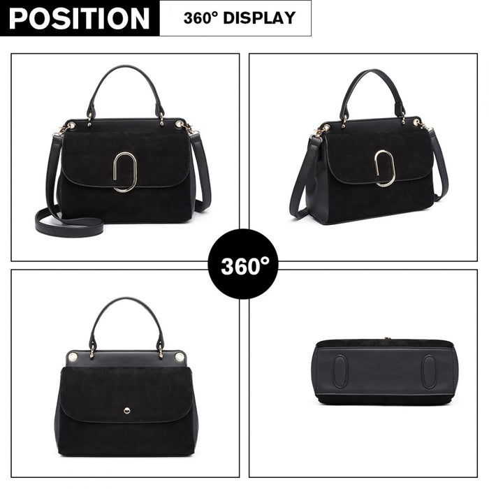 Lb6871-miss Lulu Stylish Ladies Leather Handbag Shoulder Bag Black - Image 8