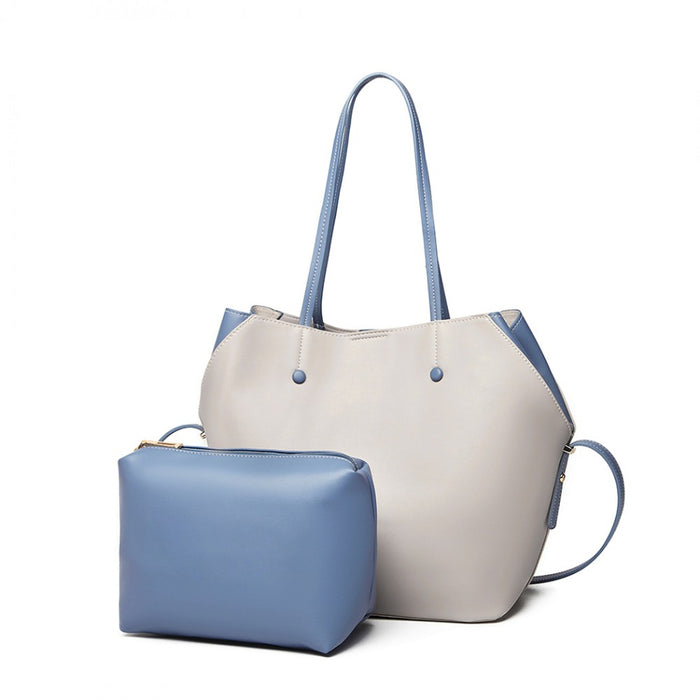 Lh1908 - Miss Lulu 2 Piece Multi-way Shoulder Tote Bag - Grey - Image 1