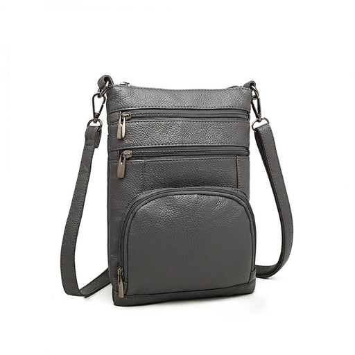 Lb6927 - Miss Lulu Multi Pocket Leather Look Rfid-blocking Cross Body Bag - Grey - Image 1