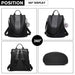 Lg1903 - Miss Lulu Two Way Backpack Shoulder Bag With Pom Pom Pendant - Black - Image 4