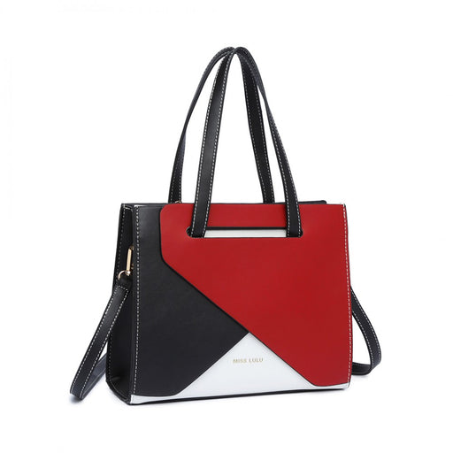 Lb2008 - Miss Lulu Contrast Panel Shoulder Bag - Red - Image 1
