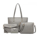 Lg6931 - Miss Lulu 4 Piece Handbag Set - Grey - Image 1