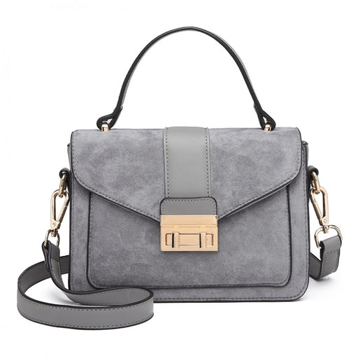 Lb6872 - Miss Lulu Matte Leather Midi Handbag - Grey - Image 1