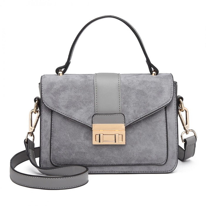 Lb6872 - Miss Lulu Matte Leather Midi Handbag - Grey - Image 1