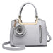 Lg1847 - Miss Lulu Pu Leather Rose Hanging Ornament Handbag - Grey - Image 1