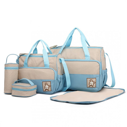9026 - Miss Lulu Polyester 5 Pcs Set Maternity Baby Changing Bag Dot - Blue - Image 1