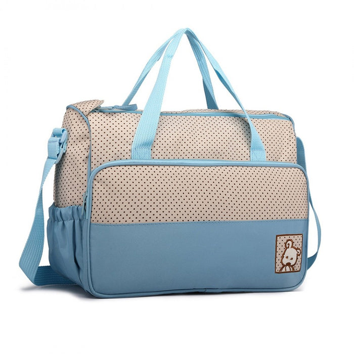 9026 - Miss Lulu Polyester 5 Pcs Set Maternity Baby Changing Bag Dot - Blue - Image 3