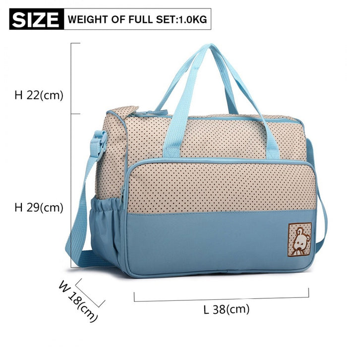 9026 - Miss Lulu Polyester 5 Pcs Set Maternity Baby Changing Bag Dot - Blue - Image 5