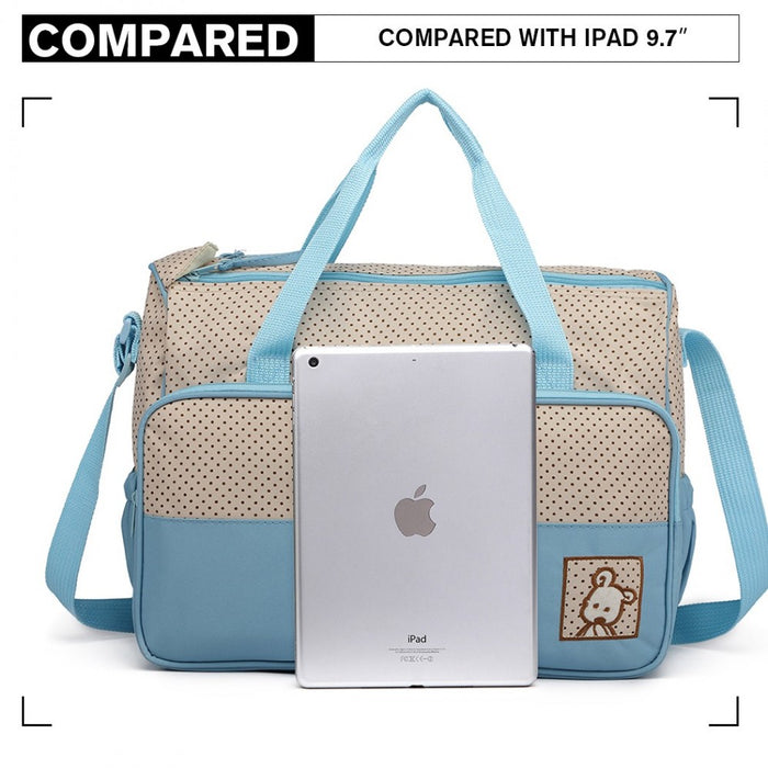9026 - Miss Lulu Polyester 5 Pcs Set Maternity Baby Changing Bag Dot - Blue - Image 6