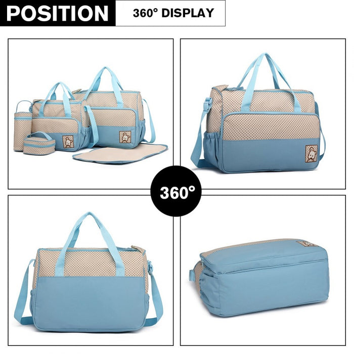9026 - Miss Lulu Polyester 5 Pcs Set Maternity Baby Changing Bag Dot - Blue - Image 4