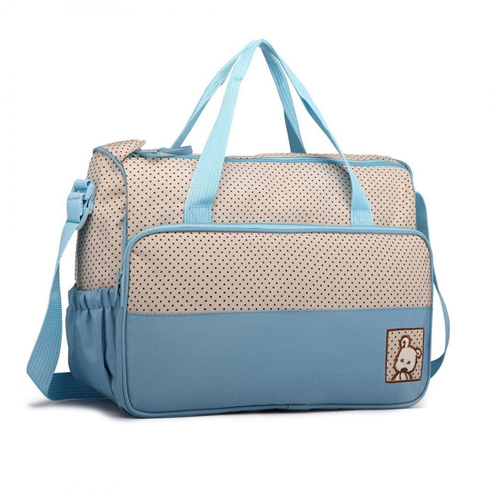 9026 - Miss Lulu Polyester 5 Pcs Set Maternity Baby Changing Bag Dot - Blue