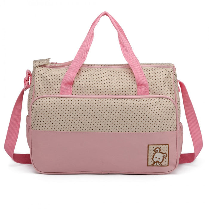 9026 - Miss Lulu Polyester 5 Pcs Set Maternity Baby Changing Bag Dot - Pink