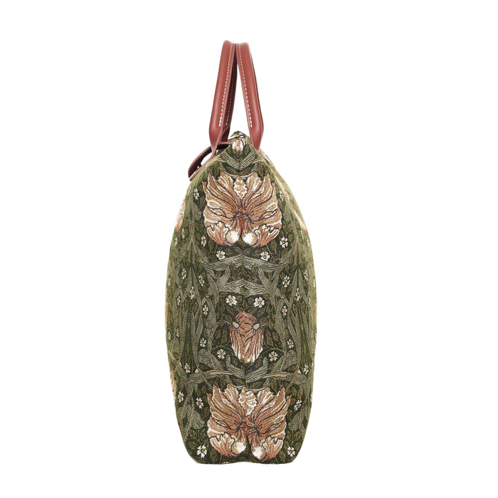 William Morris Pimpernel and Thyme Green - Foldaway Bag-2