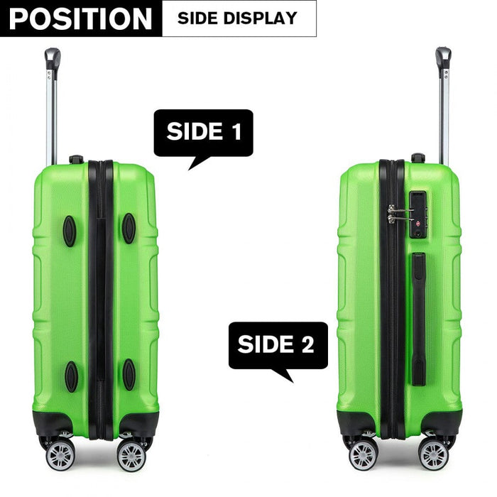 Abs 24 Inch Sculpted Horizontal Design Suitcase  Green