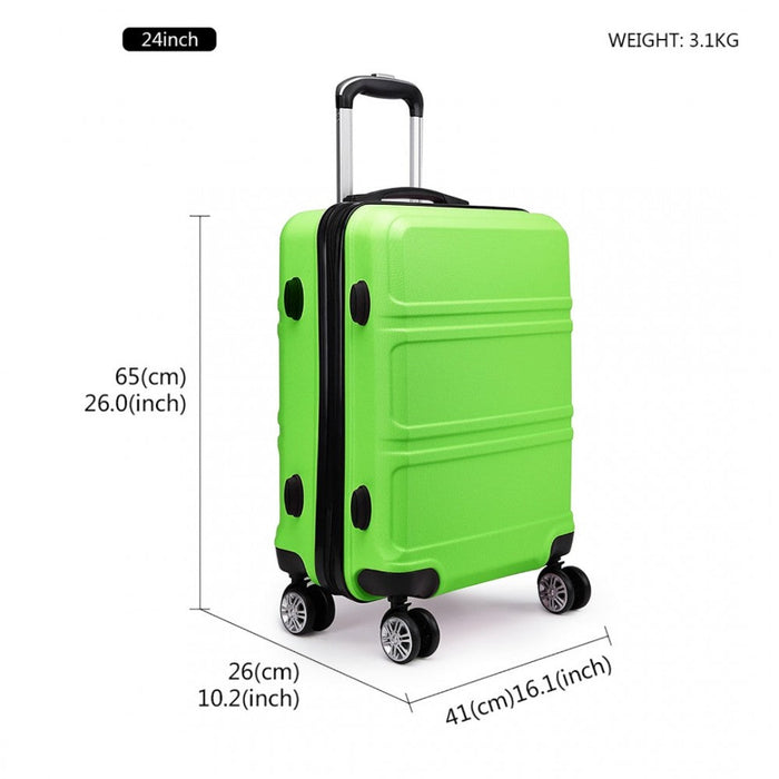 Abs 24 Inch Sculpted Horizontal Design Suitcase  Green