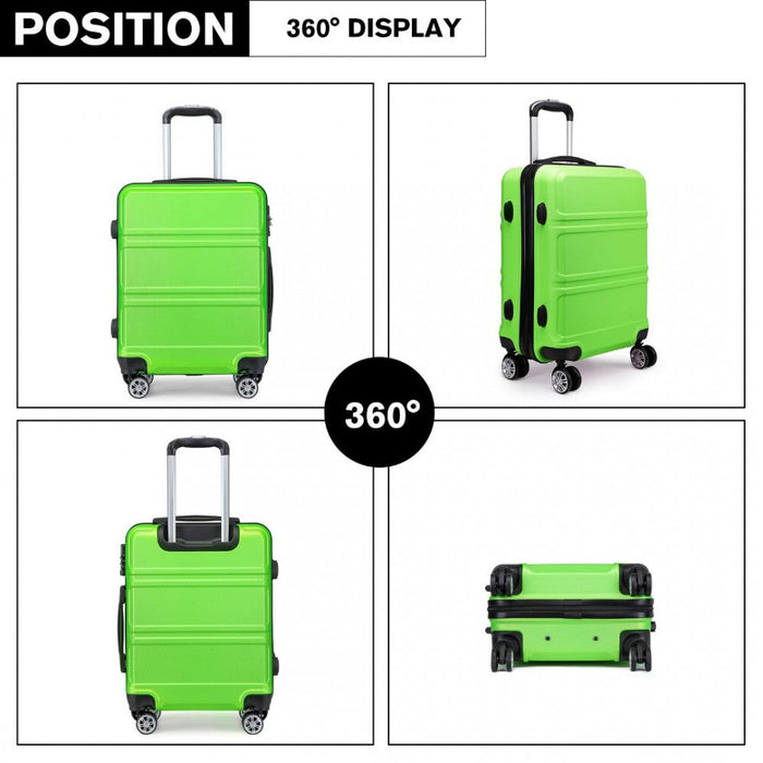 Abs 24 Inch Sculpted Horizontal Design Suitcase  Green