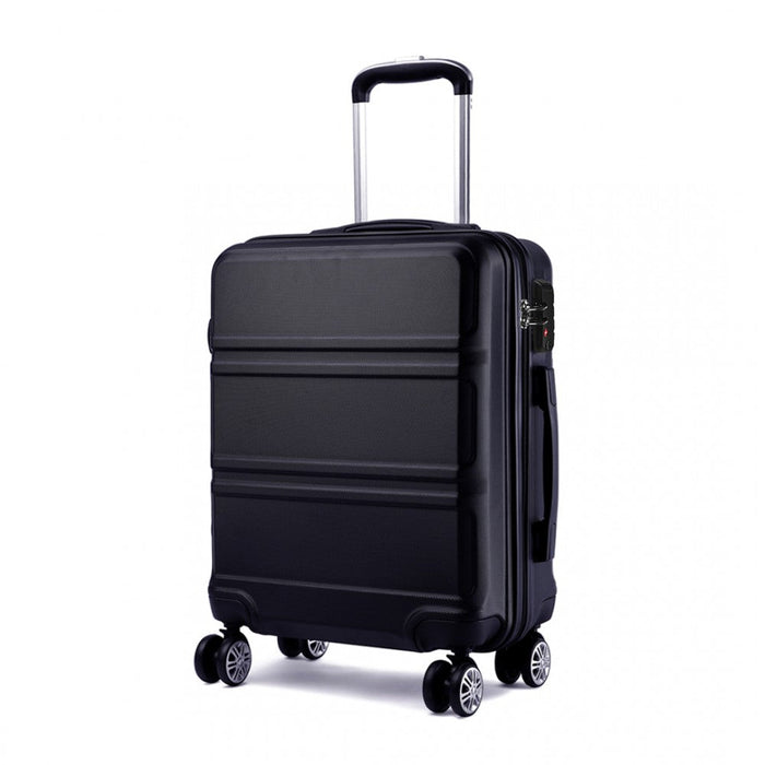 Abs Sculpted Horizontal Design 20 Inch Cabin Luggage - Black