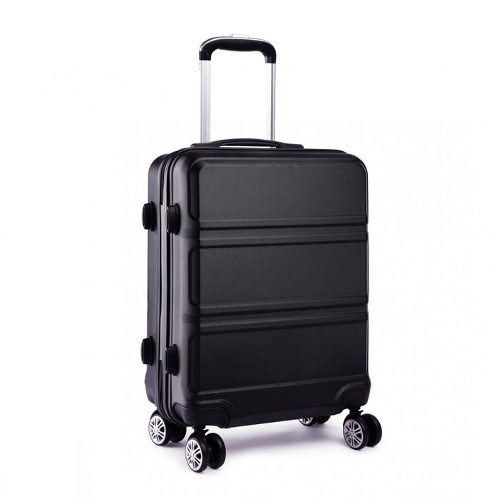 Abs Sculpted Horizontal Design 20 Inch Cabin Luggage - Black