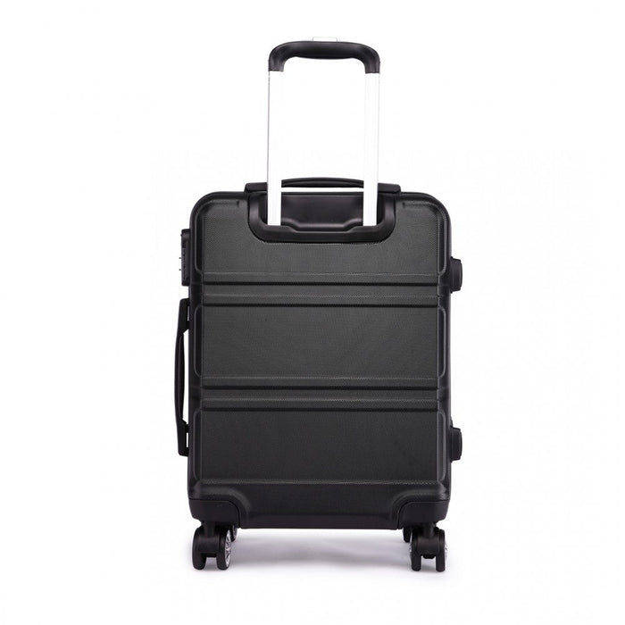 Abs Sculpted Horizontal Design 20 Inch Cabin Luggage - Black