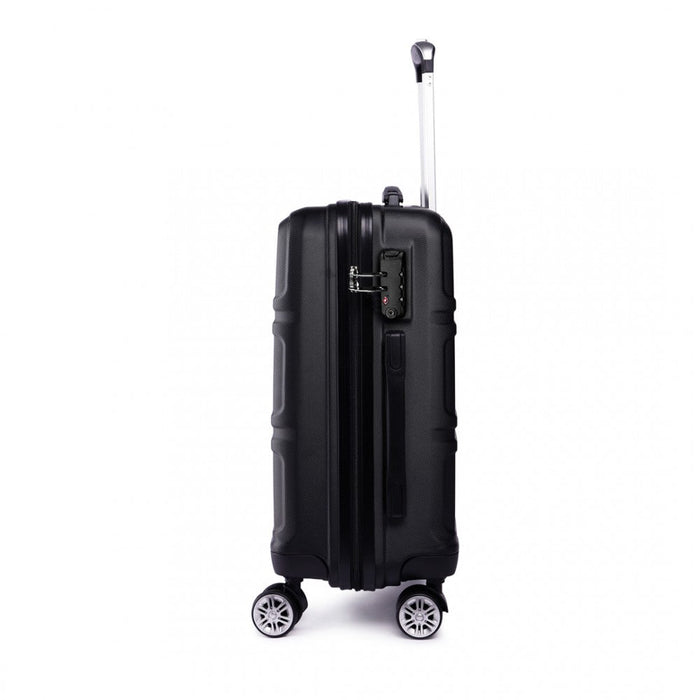 Abs Sculpted Horizontal Design 20 Inch Cabin Luggage - Black