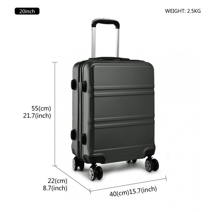 Abs Sculpted Horizontal Design 20 Inch Cabin Luggage - Grey