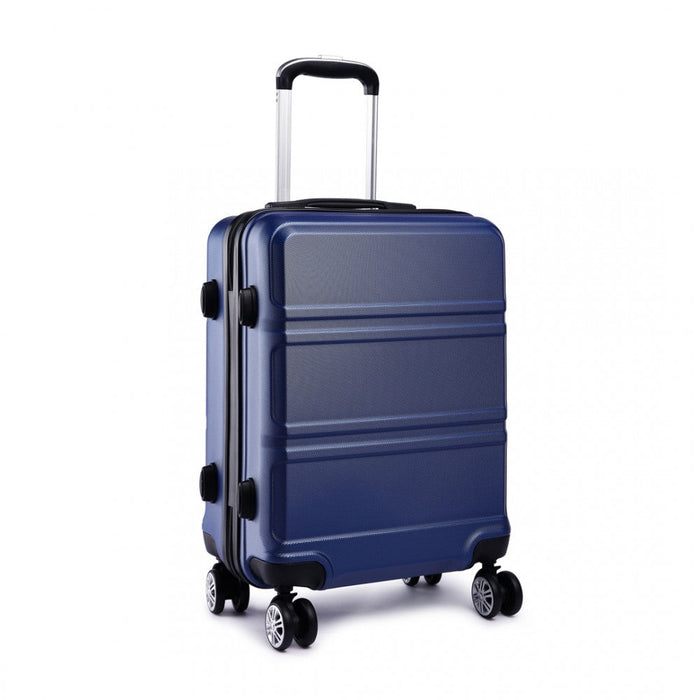 Abs Sculpted Horizontal Design 20 Inch Cabin Luggage - Navy Blue