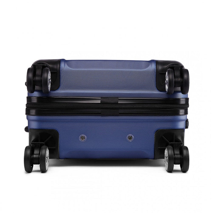 Abs Sculpted Horizontal Design 20 Inch Cabin Luggage - Navy Blue