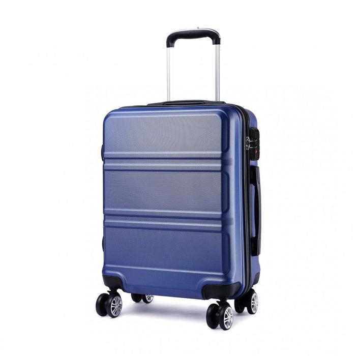 Abs Sculpted Horizontal Design 20 Inch Cabin Luggage - Navy Blue