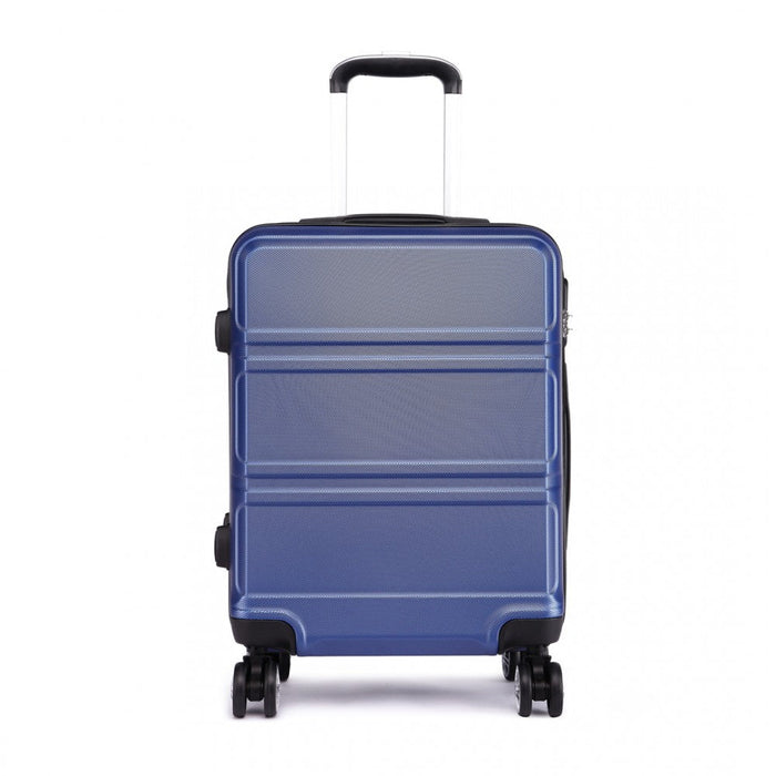 Abs Sculpted Horizontal Design 20 Inch Cabin Luggage - Navy Blue