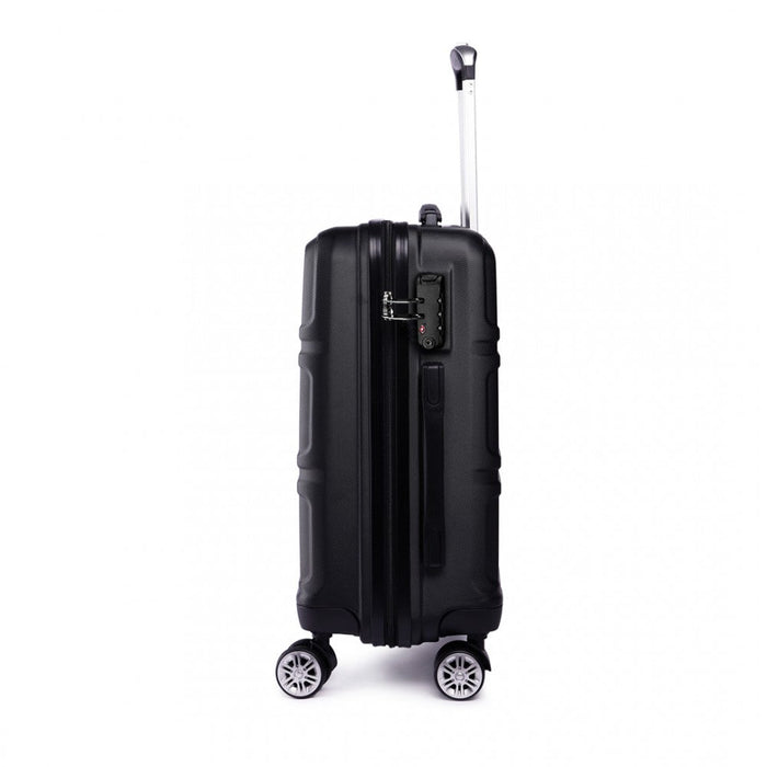 Abs Sculpted Horizontal Design 24 Inch Suitcase  Black