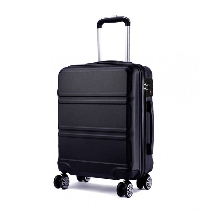 Abs Sculpted Horizontal Design 24 Inch Suitcase  Black