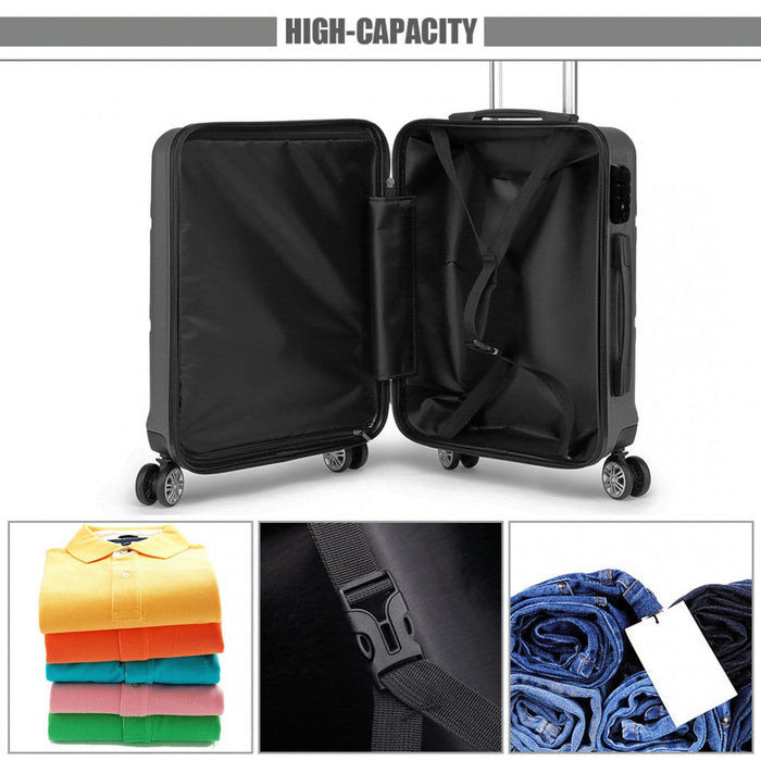 Abs Sculpted Horizontal Design 24 Inch Suitcase  Grey