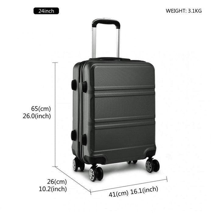 Abs Sculpted Horizontal Design 24 Inch Suitcase  Grey