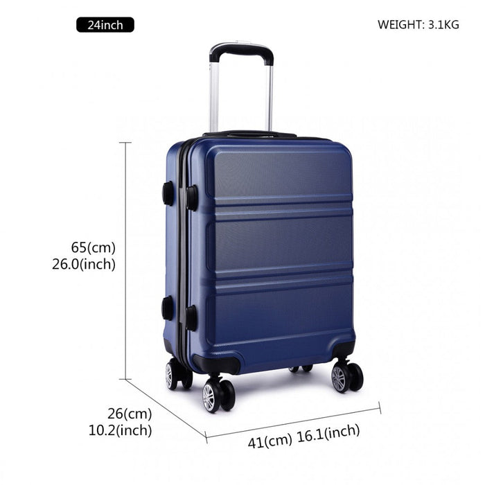 Valise de 24 pouces au design horizontal sculpté en ABS bleu marine