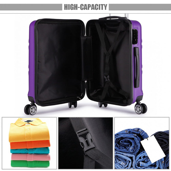 Abs Sculpted Horizontal Design 24 Inch Suitcase  Purple