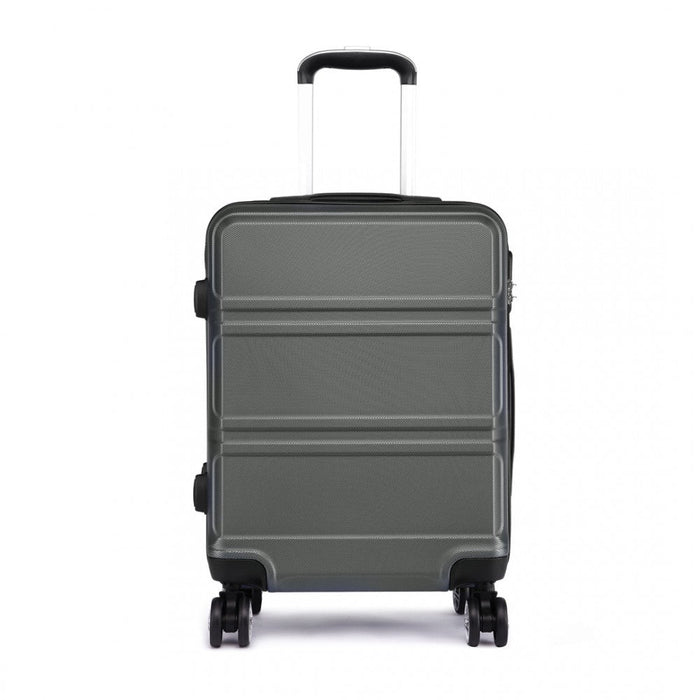 Abs Sculpted Horizontal Design 28 Inch Suitcase - Grey