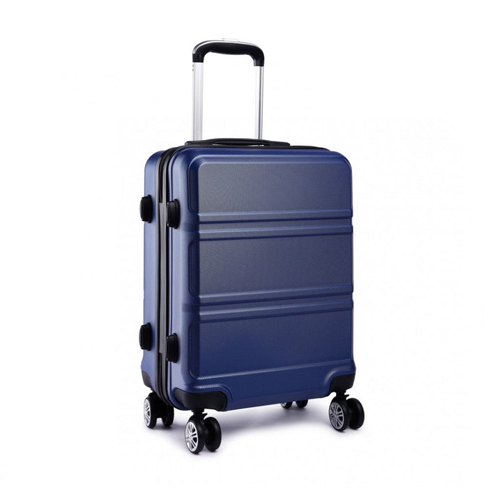 Abs Sculpted Horizontal Design 28 Inch Suitcase - Navy Blue