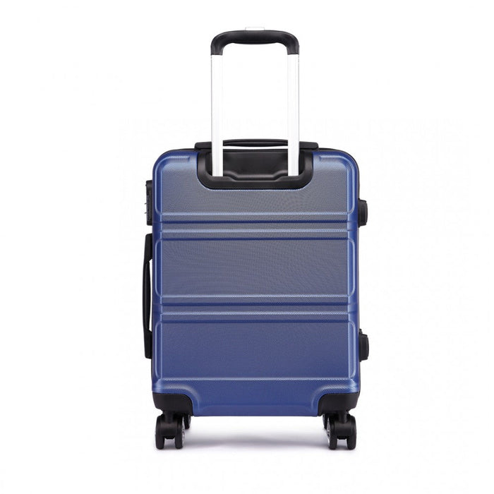 Abs Sculpted Horizontal Design 28 Inch Suitcase - Navy Blue