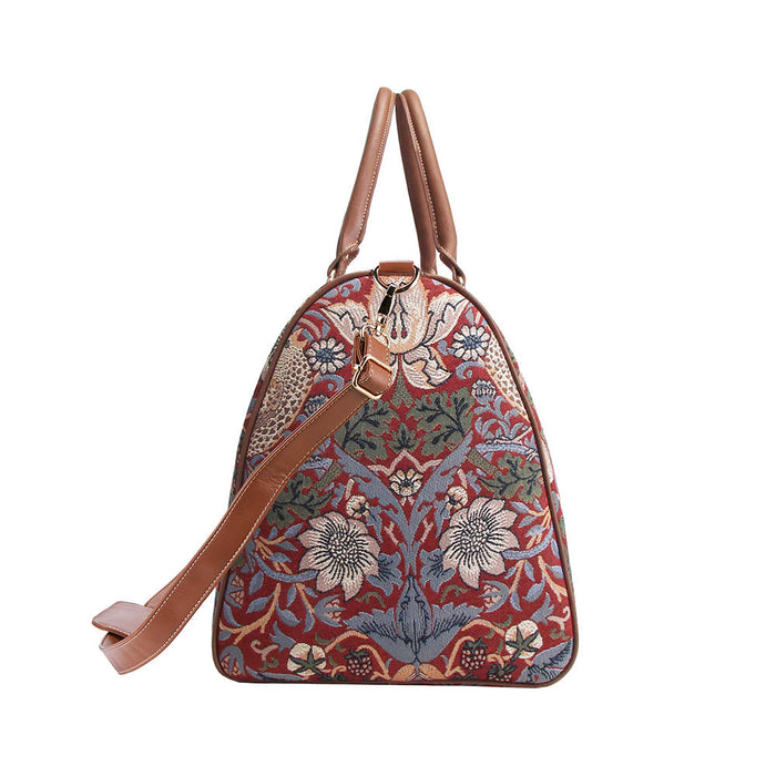 William Morris Strawberry Thief Red - Big Holdall Bag-2